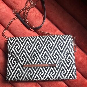 Ted Baker Black and White Geometric Women's woven small Bag roses gold chain
